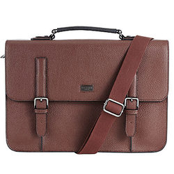 Ted Baker Fredim Pebble Grain Satchel Messenger Bag Chocolate